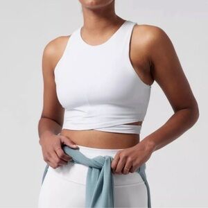 Athleta Conscious Cut Out White Crop Yoga Bra Top D-DD Size Medium